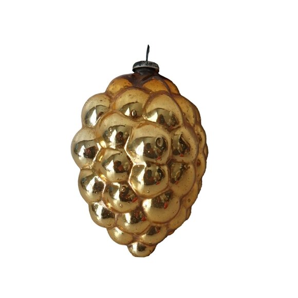 5 Vintage Glass Christmas Ornaments Acorns Grape Cluster - Picture 2 of 6